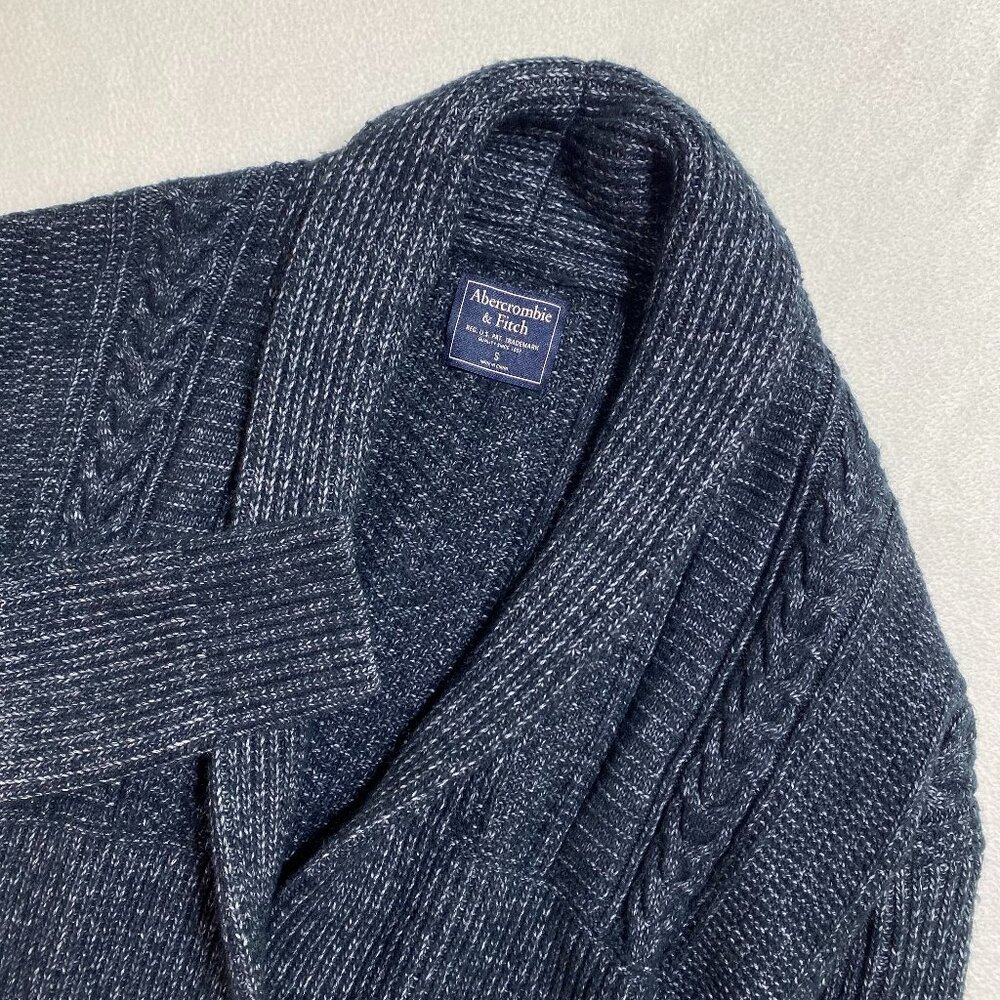 Abercrombie & Fitch Chunky Cable Knit Cardigan Womens Small Navy open front